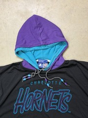 VTG 1990 NBA Charlotte Hornets Double Hood Starter Tee Made In Korea Large