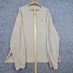 Izod Jeans Rockwashed Men’s Thermal Henley Size XXL Tan Shirt Waffle Knit SPOTS