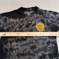 Killer Acid Men’s Black Gray Yellow Cotton Tie Dye Sun Graphic T-Shirt Size M