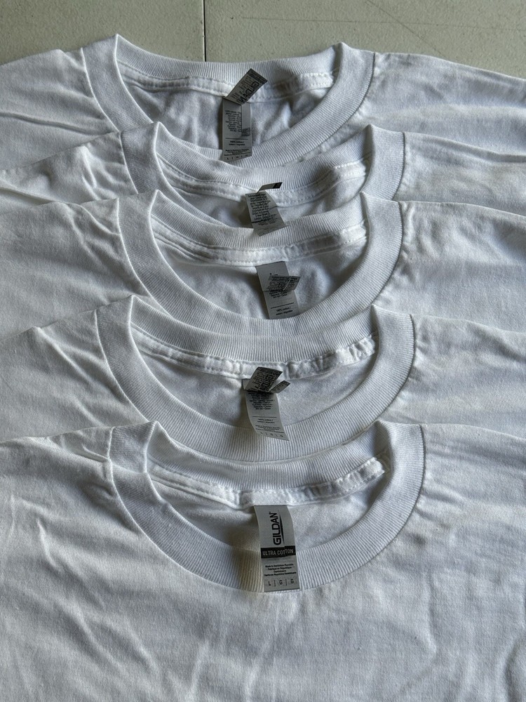 (5 Pack) Gildan Plain White T Shirts Plain Tee Shirt Blank Shirts Wholesale Lot
