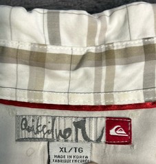 Quiksilver Thrashed Surf Plaid shirt Y2K Distresses Grey vintage 90s XL/TG