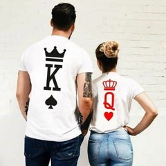 Couple Tshirts King Queen Casual Tops Summer Women Men Lover Short Sleeve Casual