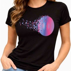 Vinyl Record T-Shirt Music Notes Retro DJ Vintage Colorful Musician Tee .