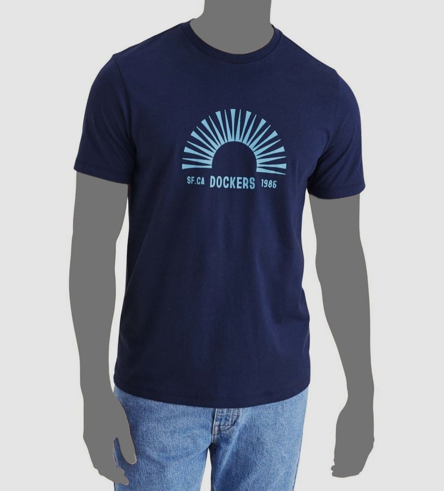Dockers Men’s Blue Slim-Fit Short Sleeve Graphic Logo T-Shirt Tee Size XL