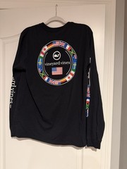 Vineyard Vines Shirt Mens Medium Black Long Sleeve World Nations Flags (NWT)