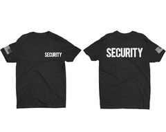 Security Guard T-Shirt Front & Back Flag Print School Church Wedding Events