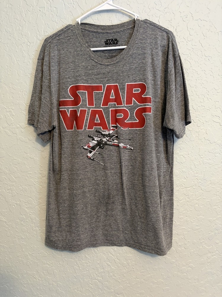 Star Wars Men’s Large X-Wing Fighter Vintage Graphic Gray Tee Shirt