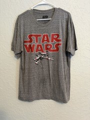 Star Wars Men’s Large X-Wing Fighter Vintage Graphic Gray Tee Shirt