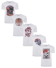 Men’s 5 Pack Printed T-Shirt 100% Cotton Heavy Blend Tees Stretchy Tops XS – 2XL