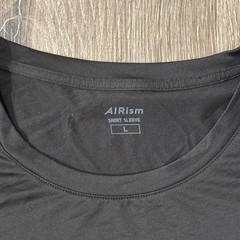 Uniqlo T-Shirt Mens L Black AIRism Short Sleeve Crew Neck Stretch Active