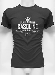 Gasoline Screen Printed Retro Washed out Logo T-Shirt Premium High Octane Gas