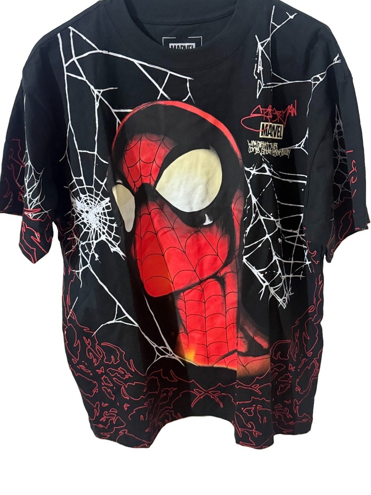 Marvel Spider-Man CVLA Graphic Shirt Black Lightning Sleeve Men’s Large NWOT