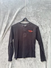 Harley-Davidson Men’s Black Waffle Knit Thermal Henley Shirt