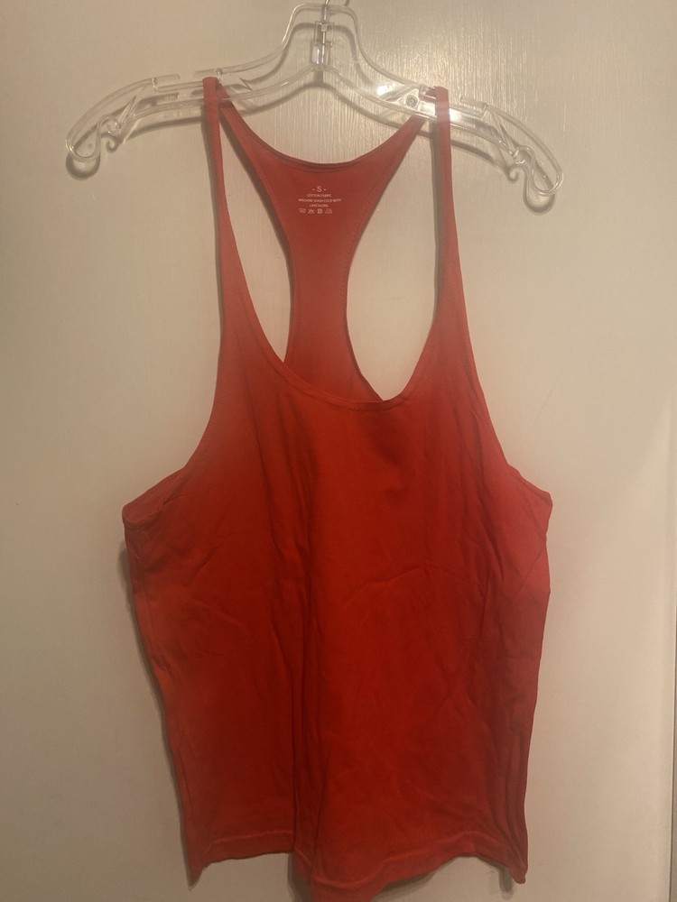 Unbranded Bodybuilding Gym Stringer Tank Red Cotton Slim fit size Small NWOT