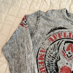 Reversible Affliction American Customs Gray Long Sleeve Tee Men’s XL