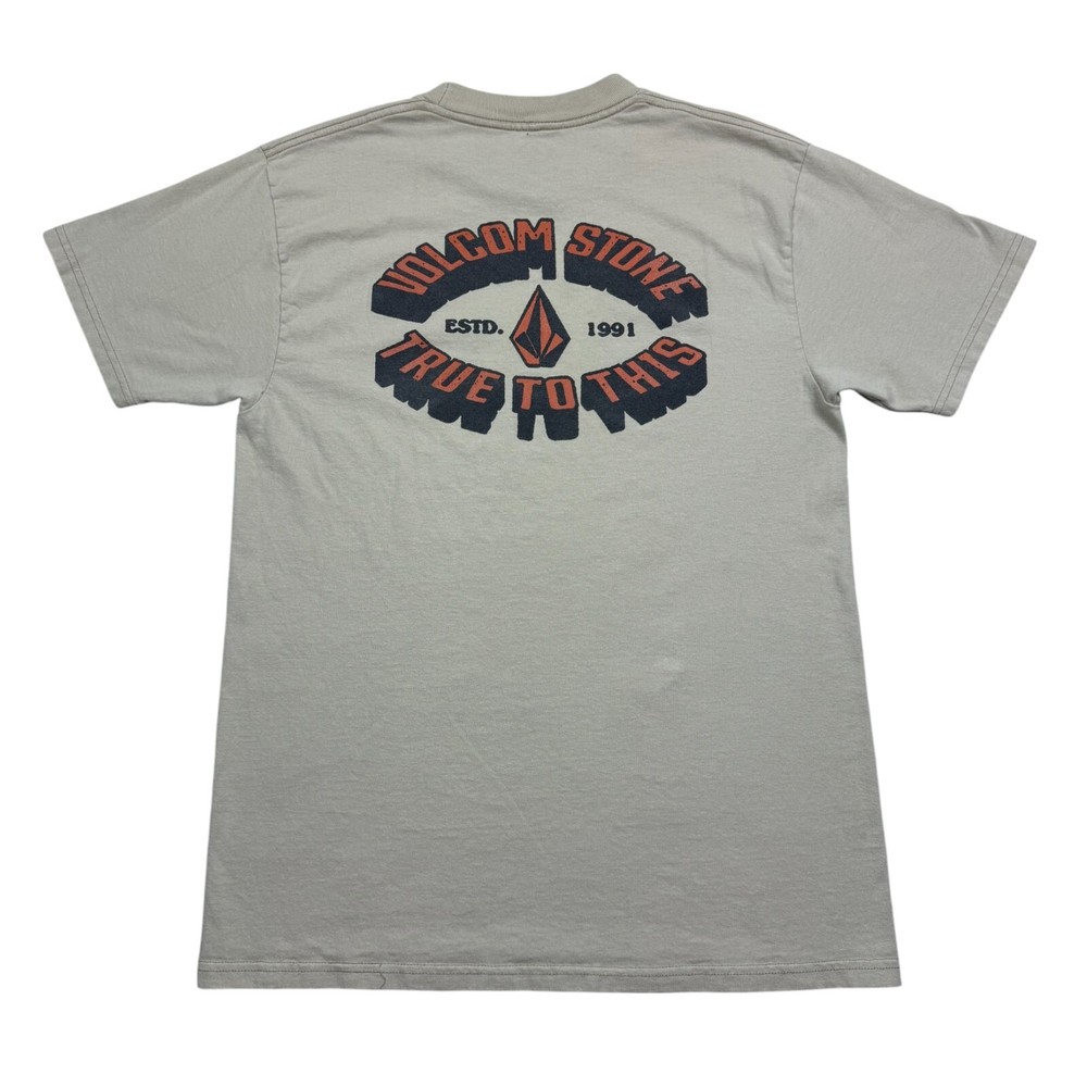 Volcom Stone Men’s Graphic T-Shirt “True To This” Y2K Beige Size M Cotton