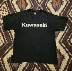 Vtg Y2K Kawasaki Racing Motocross Spellout Logo T Shirt Black Men’s Size Large