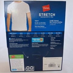 Hanes TAGLESS Stretch Tagless Moisture Wicking Crew T-Shirt 3-Pack White L