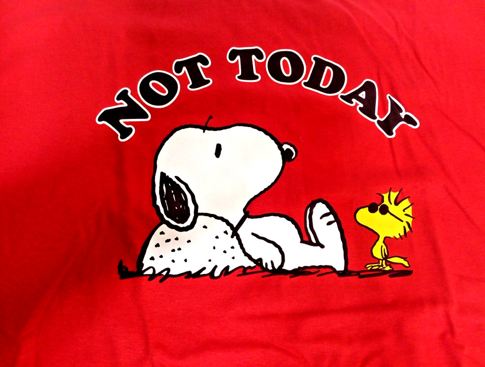 XL PEANUTS Snoopy “Not Today” Men’s Red ShortSleeve T-Shirt Free Shipping