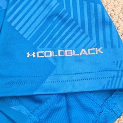 Under Armour Coldblack HeatGear SS T-Shirt Blue Geometric Sleeve Mens Medium