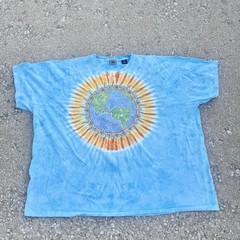 VTG Liquid Blue Double-Sided World Map Globe Graphic T-Shirt Big Tall 6XL 6X