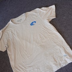 Costa Del Mar Mens XL Cream Graphic T-Shirt From Sea To Shining Sea Wave Logo