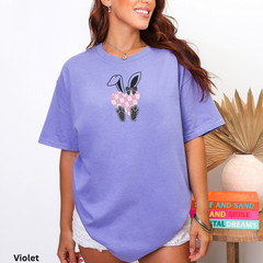 Pink Checkered Bunny Shirt, Cute Easter Tee, Rabbit Top