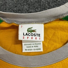 Lacoste Shirt Mens Size 7 Yellow Green Raglan Long Sleeve Cotton Sport Casual
