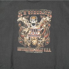Sturgis 70th Anniversary Black Skeleton Biker Huge Graphic Back Hit Mens Size L