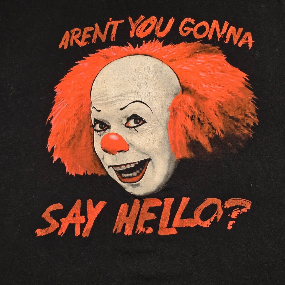IT The Movie Pennywise Graphic T-Shirt Mens XL Black Excellent Say Hello Clown
