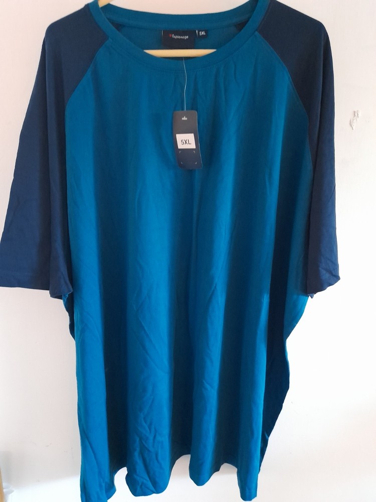 Espionage Mens 5XL Plain Big Tall Short Sleeve T-Shirt Blue Aquamarine Free P&P