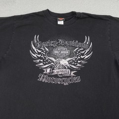 Harley-Davidson Shirt Mens XL Black Eagle Double Sided Made in USA Shanghai