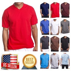 Men’s HEAVY WEIGHT V-Neck T-Shirt Plain Tee BIG & Tall Comfy Camouflage Hipster