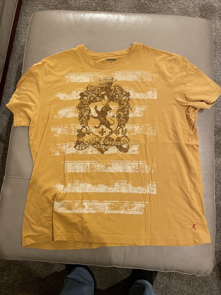 EXPRESS T Shirt Adult Mens Graphic Short Sleeve Gold Yell XXL EXP NYC