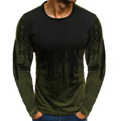 Mens Camo Long Sleeve T-Shirts Crew Neck Casual Slim Fit Muscle Blouse Tops Tee