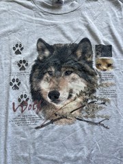 Vtg 90s Wolf T-Shirt Mens XL Nature Wildlife CA Fruit of the Loom Single Stitch