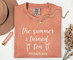 Custom 10th Birthday Shirt Summer I Turned 10 Ten Year Old Unisex Birthday Tee