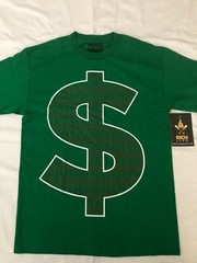 Rich Life T Shirt Dollar Money Wire Short Sleeves Green White Tee Graphic Top