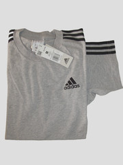 Adidas Essentials 3-Stripes T-Shirt Men’s size M Gray Crew-Neck Short Sleeve NEW