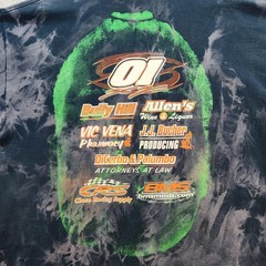 Racing 01 Shirt Mens XL Black Bleach Tie Dye Sponsors Graphic Dirt Track Tee