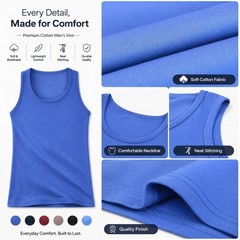 6 PACK MENS VESTS CLASSIC SPORTS 100% COTTON TANK SUMMER TRAINING GYM TOPS S-5XL