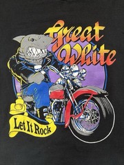 Vintage Great White 1997 US Tour Black T Shirt Size M/L Shark Motorcycle Single