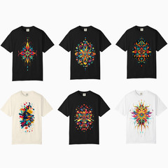 Boho Mandala Floral Abstract Art TShirts, Comfort Colors, Unisex Streetwear Tee