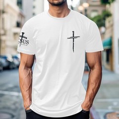 Christian Shirts for Men Oversized Jesus Shirt Faith Cross Graphic Tees God