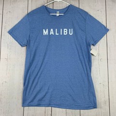 Malibu California T Shirt Top Surf Fruit of the Loom Large Blue New Men