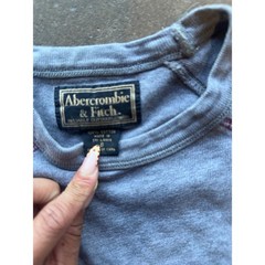 Y2K Abercrombie & Fitch Mens Long Sleeve Graphic T-Shirt Gray Burgundy Raglan S