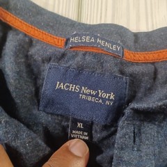 Jachs New York Chelsea Henley Mens XL Short Sleeve Button Shirt Gray Blue 13082