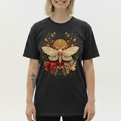 Boho Moth T-Shirt Celestial Moon Phase Insect Nature Botanical Cottagecore