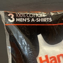 Vintage Hanes A-Shirt 100% Preshrunk Cotton, USA Made, Sealed.