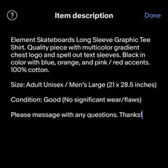 Element Skateboards Gradient Logo Long Sleeve Graphic Tee Shirt Black Mens Large